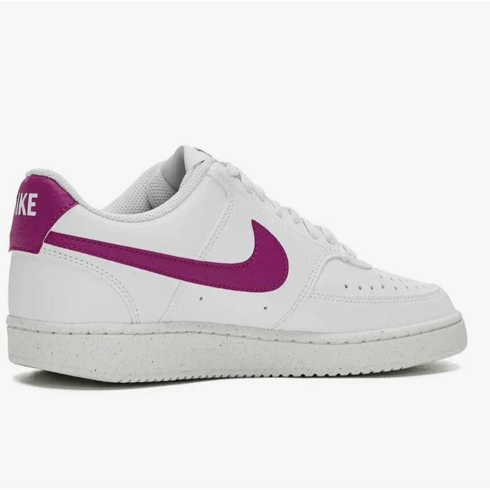 NEW Women Nike Court Vision Low Next Nature Shoes US 7.5 White W/Magenta Swoosh - Picture 3 of 16
